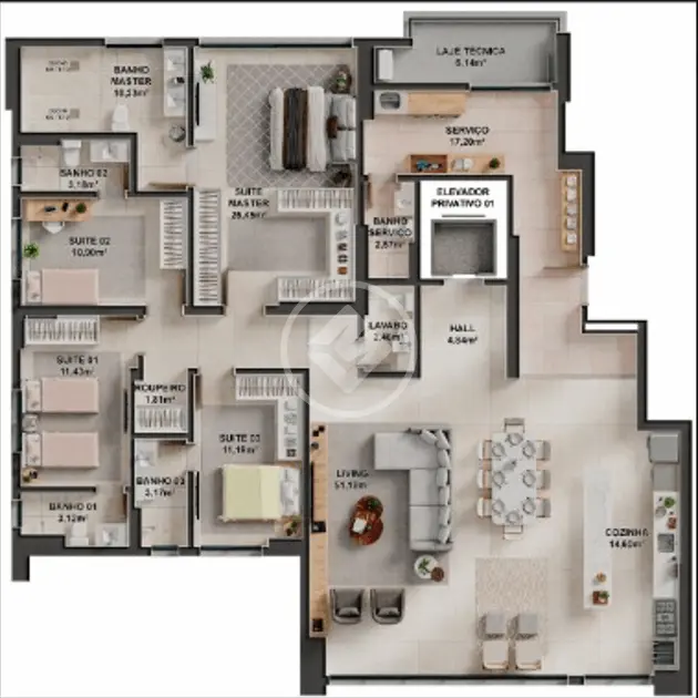 Apartamento à venda com 4 quartos, 227m² - Foto 3